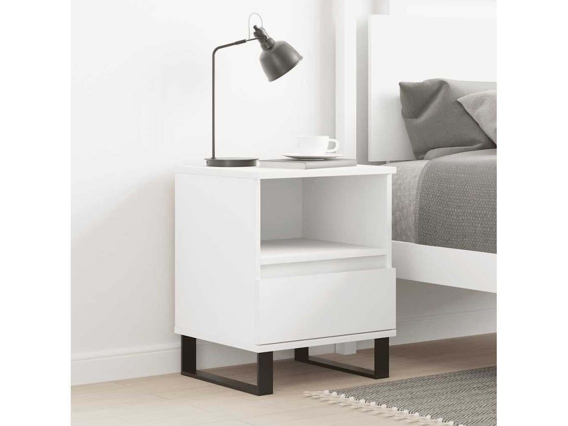 Vidaxl Mesa De Cabeceira 40x35x50 Cm Derivados De Madeira Branco