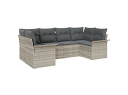 Conjunto 6 Móveis De Jardim Vidaxl Cinzento-claro Vime Pe (234 X 132,5 X 85 Cm)
