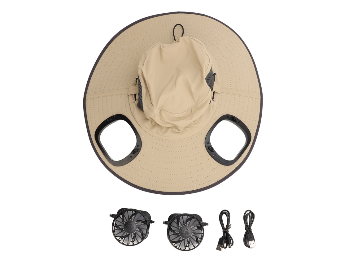 Chapéu Sol com Ventilador Solar Ajustável Khaki