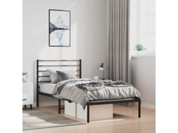 Vidaxl Estrutura De Cama Com Cabeceira 100x200 Cm Metal Preto