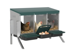 Pôr Ninho para Galinhas. Ninho de Rolamento com Furos de Ventilação. 3 Compartimentos. Ninho de Galinhas para 3 Galinhas. 84 X 55 X 61 Cm. Prata Ge