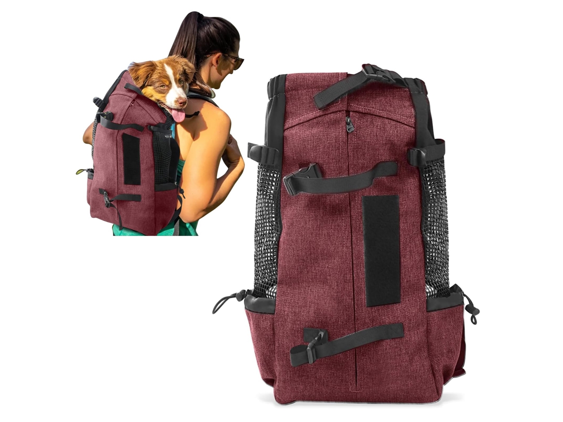 Mochila de Transporte para Cães e Gatos, Respirável, Até 10 Kg, Tamanho G, Vermelha AQUAFORGE