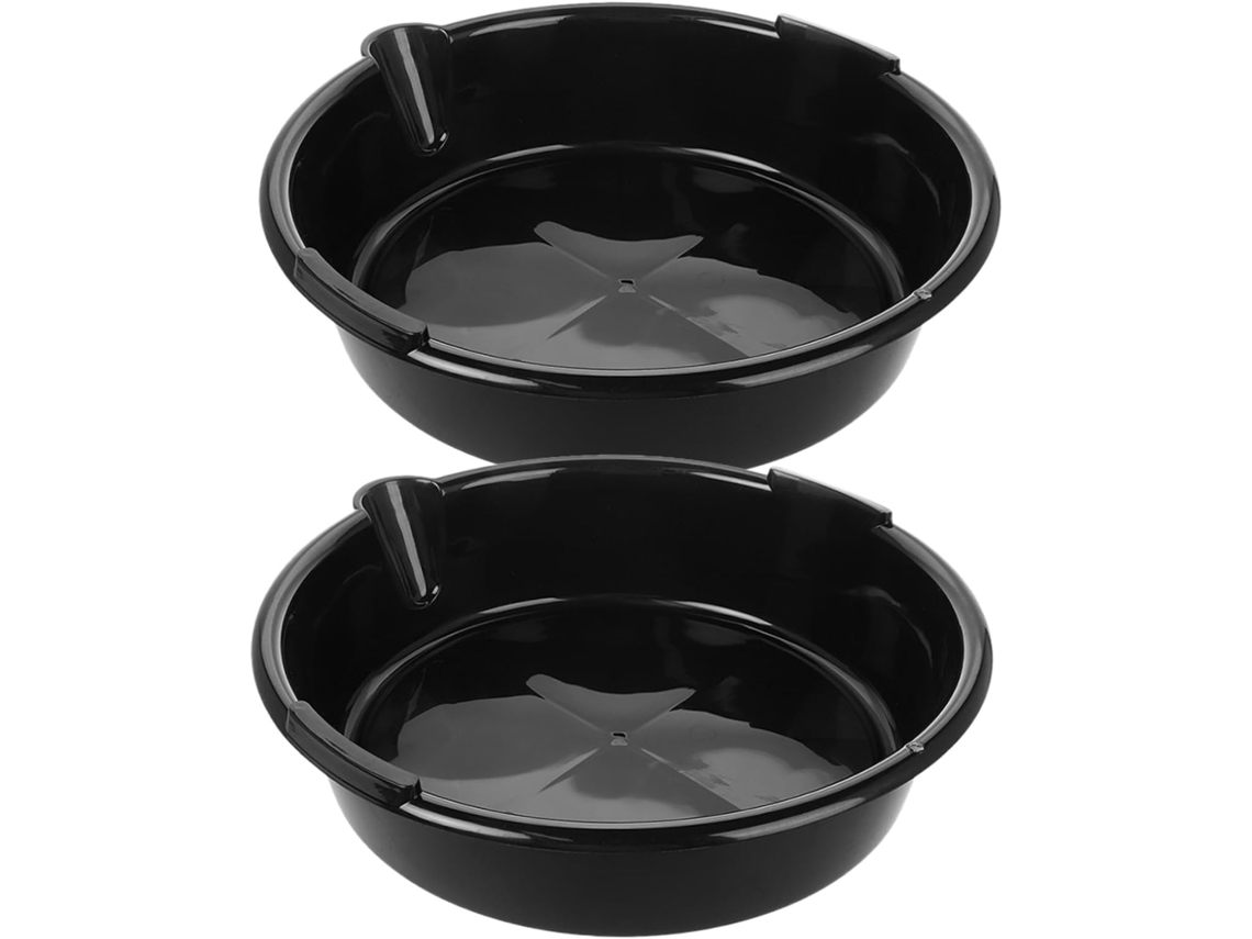 Conjunto de 2 bandejas de óleo reutilizadas em plástico marrom para manutenção de carros.