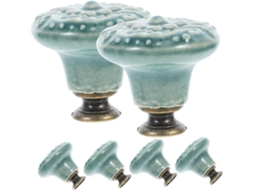 Conjunto De 6 Puxadores Cerâmica Verde Claro Para Armário, Com Um Furo, Estilo Vintage
