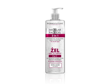 Micelar DERMOFUTURE cara Gel 3in1 gel micelar produto de limpeza facial, toner líquido make-up removedor 400ml