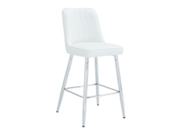Conjunto de 2 Banquetas de Bar 100 cm em Couro Pu Branco com Estrutura Metálica Prateada PAPRIKA