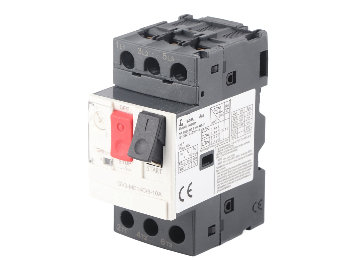 Disjuntor de motor para proteção contra sobrecarga e curto circuito 35mm gv2 me14c 6 10a ac690v | S/MARCA