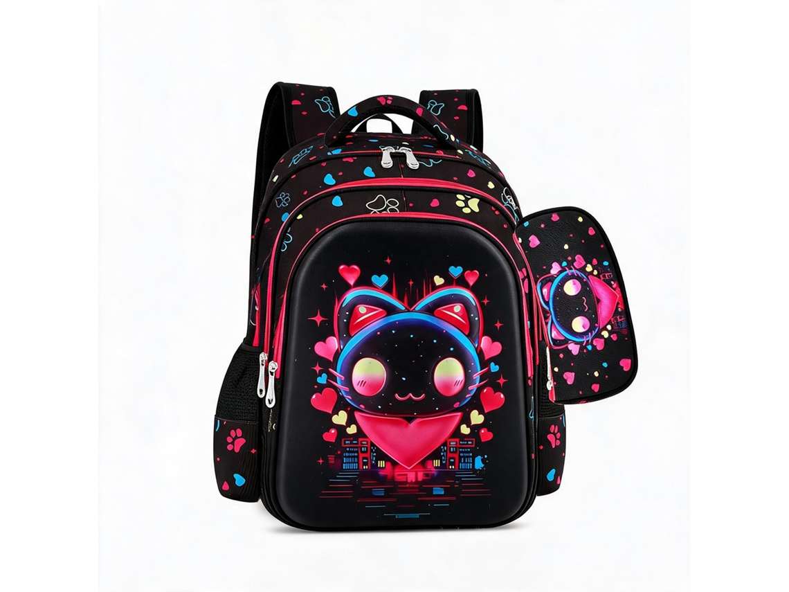 Mochila De Estudante 3d Casca Rígida, Leve, Suporte Lombar, 14 Polegadas Com Estojo Incluído