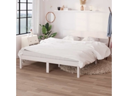 Vidaxl Estrutura De Cama Casal 135x190 Cm Pinho Maciço Branco