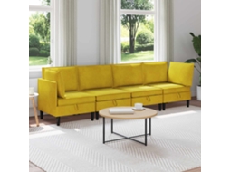 Vidaxl Conjunto De Móveis Para Sala De Estar 4 Unid. Amarelo Veludo