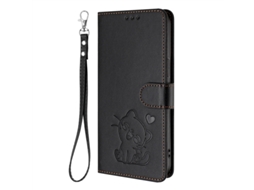 Capa De Celular Flip Compartimento Para Cartão Em Relevo.preto Com Cordão Combinando, Moto Edge60 Fusion/moto Edge 5g 2025 Com Tela Curva.