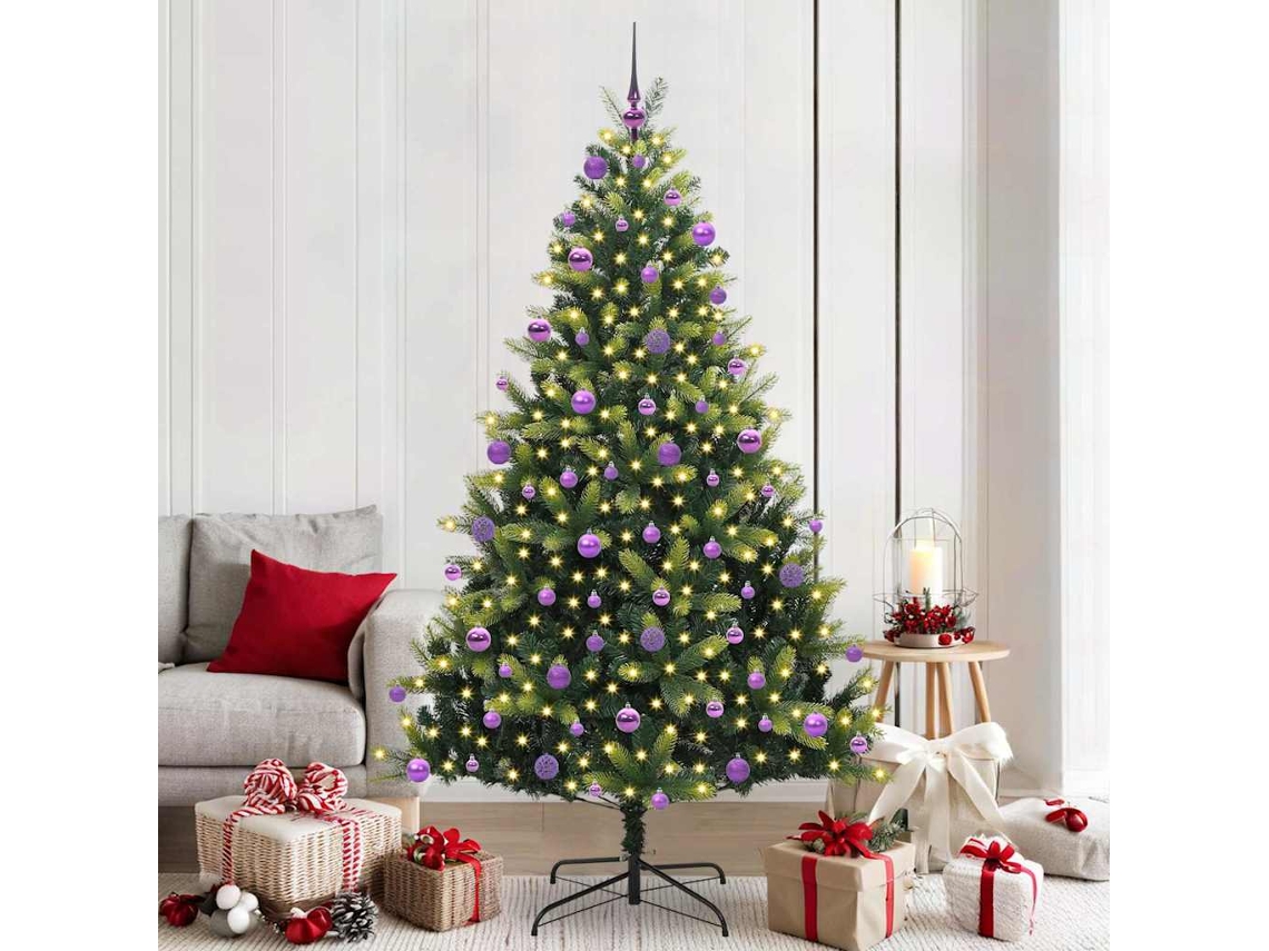 Vidaxl Árvore De Natal Artificial Articulada 300 Leds Verde 210 Cm