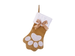 Meias de Natal castanhas com padrão de patas de gato bordadas LAXISCREED
