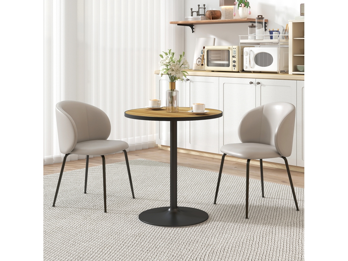 Mesa Redonda Compacta Para 2 A 4 Pessoas Com Acabamento Em Carvalho E Visual Sofisticado