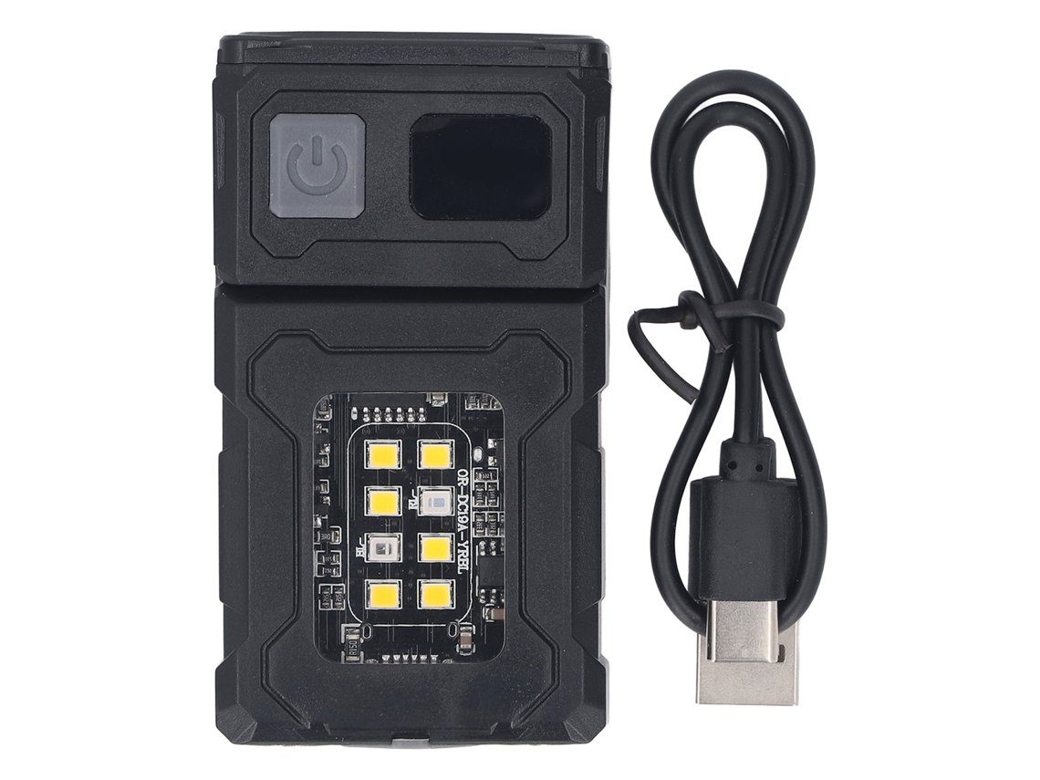 Lanterna Cob LED Recarregável USB Magnética com Cabeça Rotativa e Modos de Luz | S/MARCA