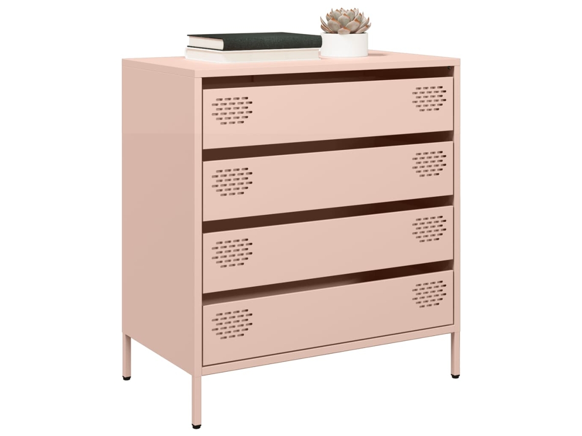 Vidaxl Aparador 68x39x73,5 Cm Aço Laminado A Frio Rosa