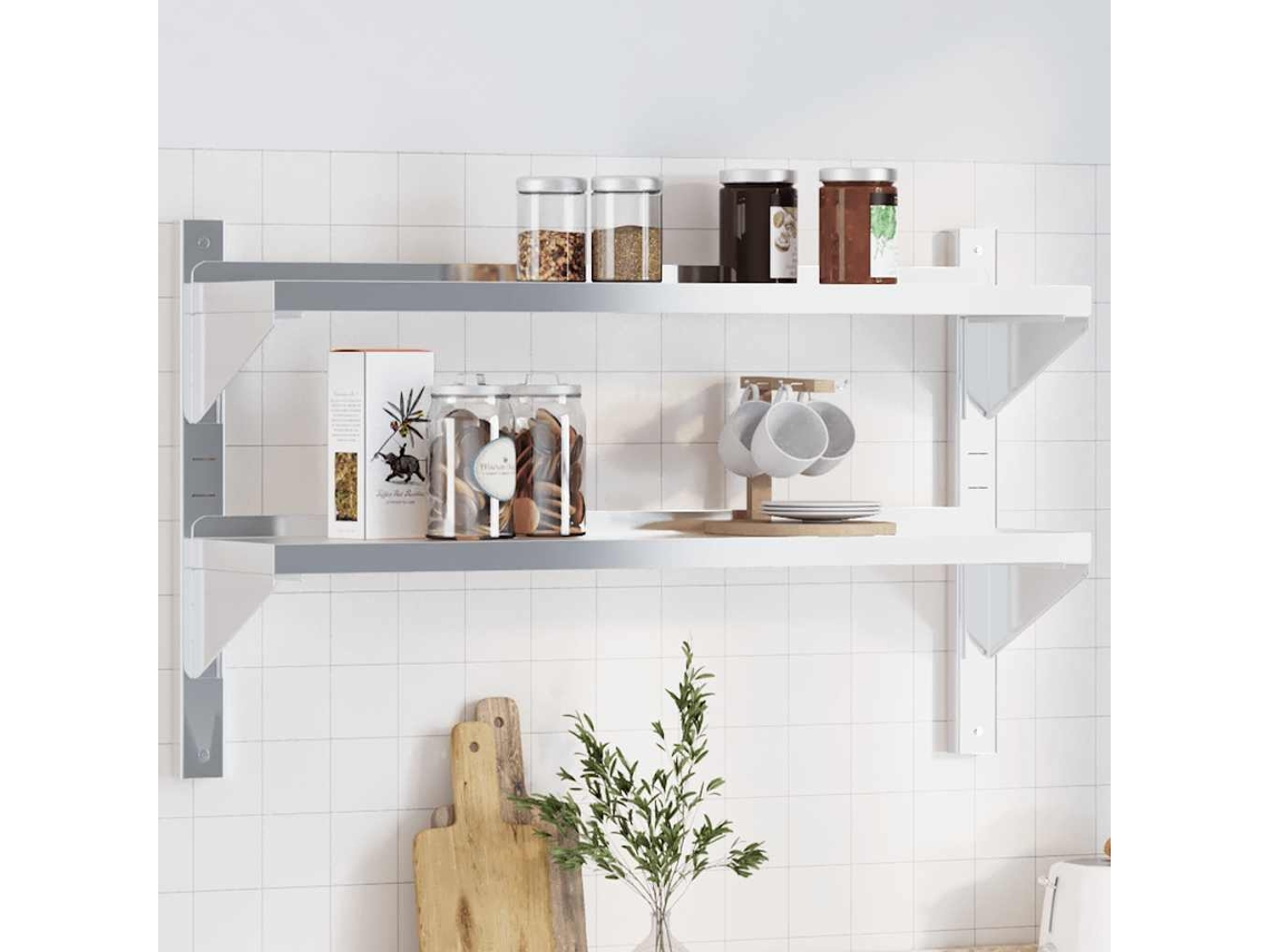 Vidaxl Estante Parede 2 Prateleiras 100x23,5x60cm Aço Inoxidável Prata