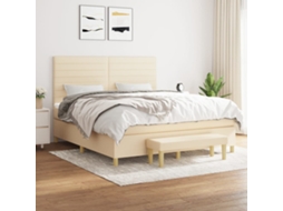 Vidaxl Cama Com Molas/colchão 160x200 Cm Tecido Cor Creme
