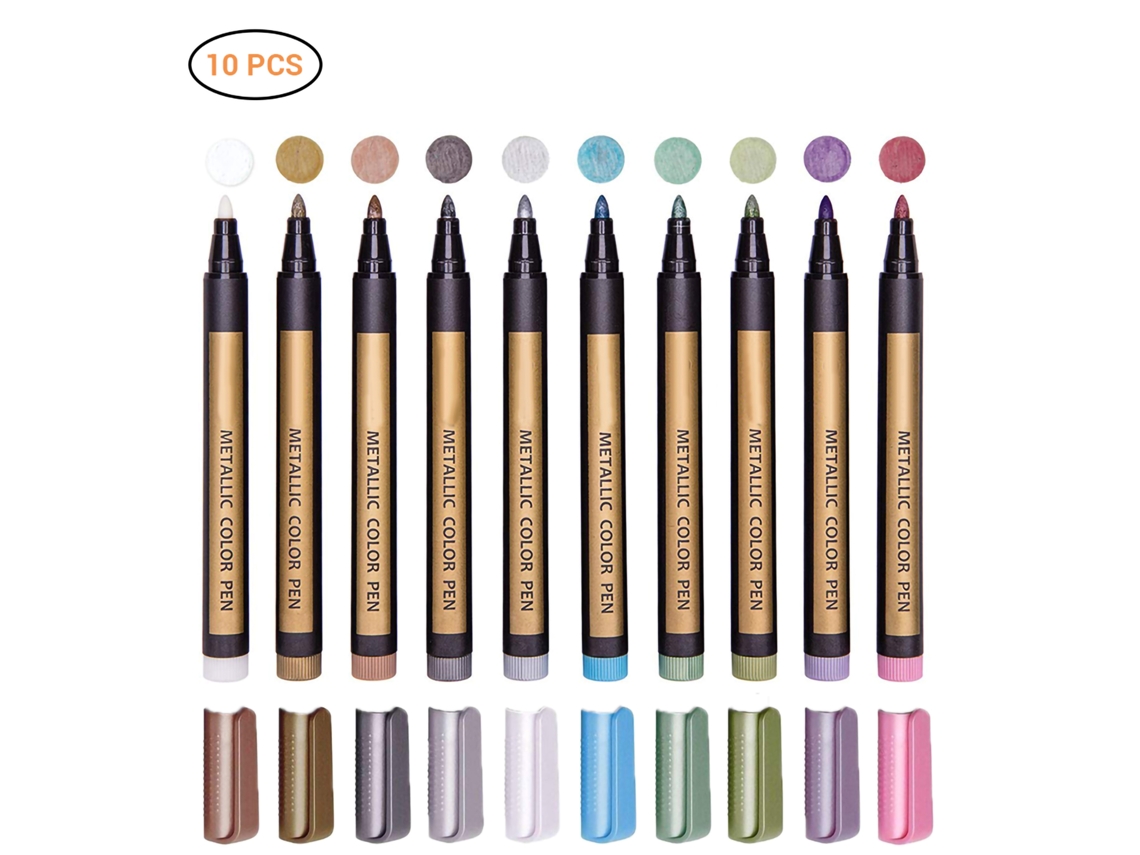10pcs Canetas Marcadoras Metálicas S/MARCA para Scrapbooking Artes Diy Álbum de Fotos Pintura de Pedras