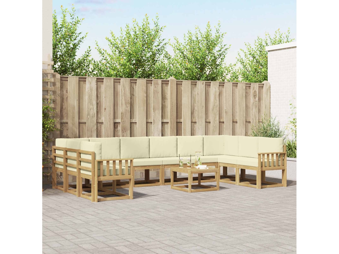 Vidaxl Conjunto De Sofás Para Exterior 11 Unid. Branco E Creme