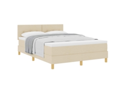 Cama Box com Almofada com Cabeceira Creme 160 X 200 Cm Tecido MAISON EXCLUSIVE