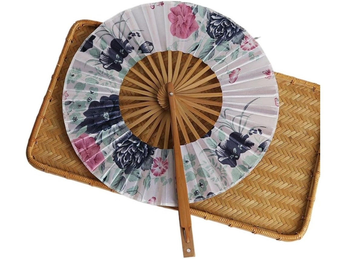 Leque redondo de bambu para dança - Leque giratório japonês retrô para apresentações no palco e dança.