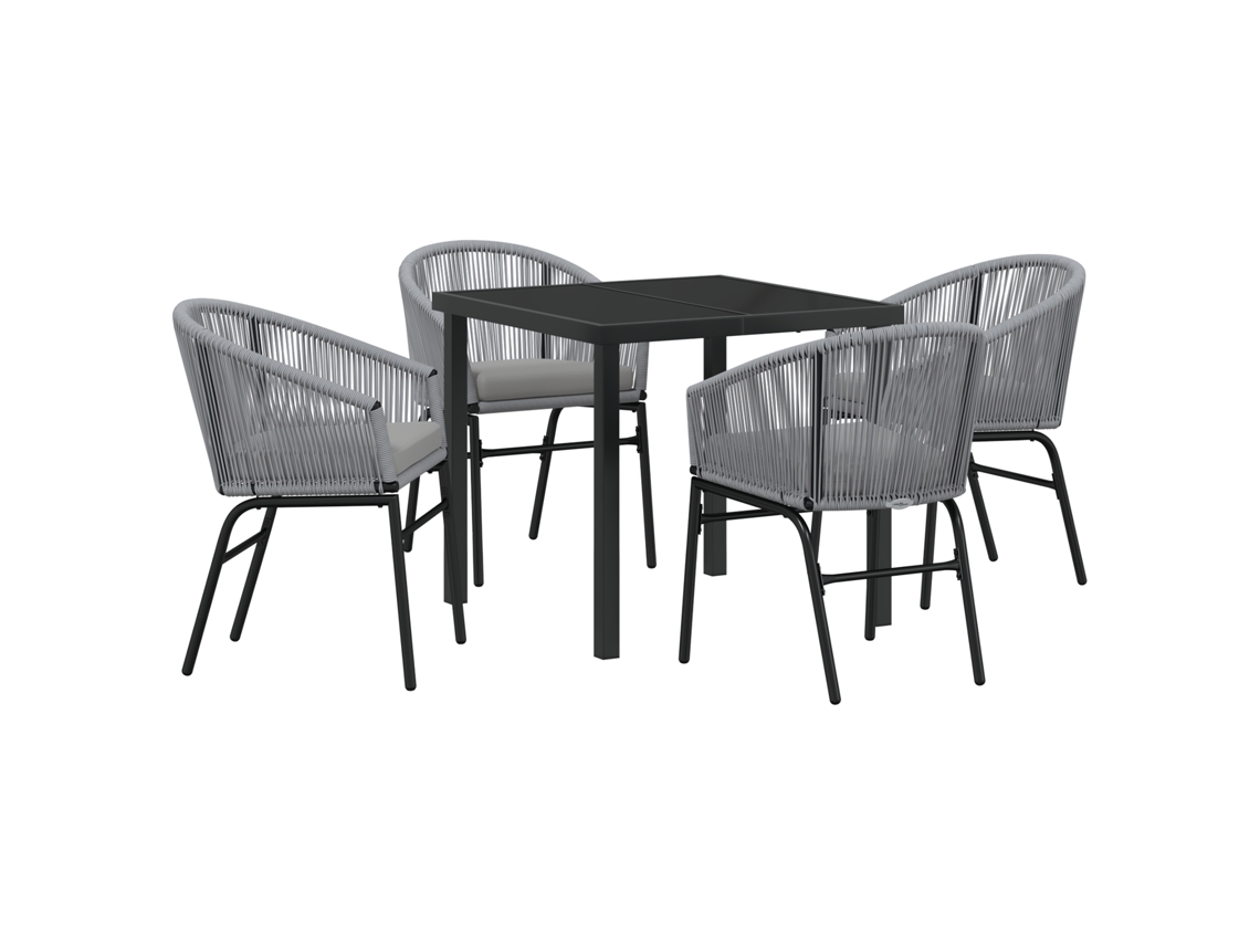 Conjunto 5 De Jantar De Jardim Vidaxl Cinza Rattan Pe