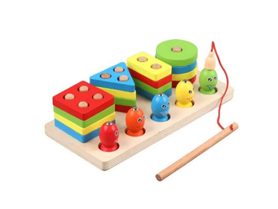 Mali brinquedo Educativo de Pesca com Blocos Coloridos e Formas Diferentes para Crianças