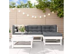 Vidaxl 5 Pcs Conjunto Lounge De Jardim Madeira De Pinho Maciça Branco