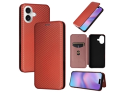 Capa Para Iphone 17 Em Couro Com Textura De Fibra De Carbono