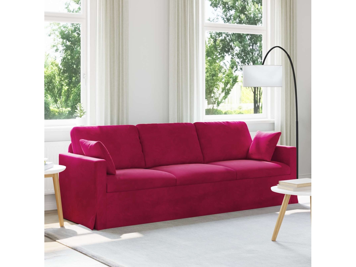 Vidaxl Sofá Vinho Vermelho 228 X 78 X 80 Cm Veludo