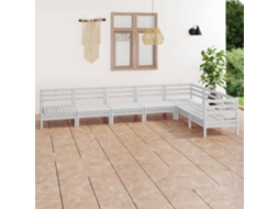 Vidaxl 7 Pcs Conjunto Lounge De Jardim Pinho Maciço Branco