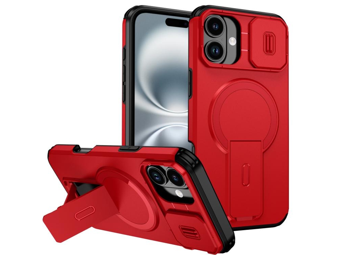 Capa Com Suporte Magsafe Para Iphone 16 Plus - Abertura Deslizante Com Proteção De Câmara