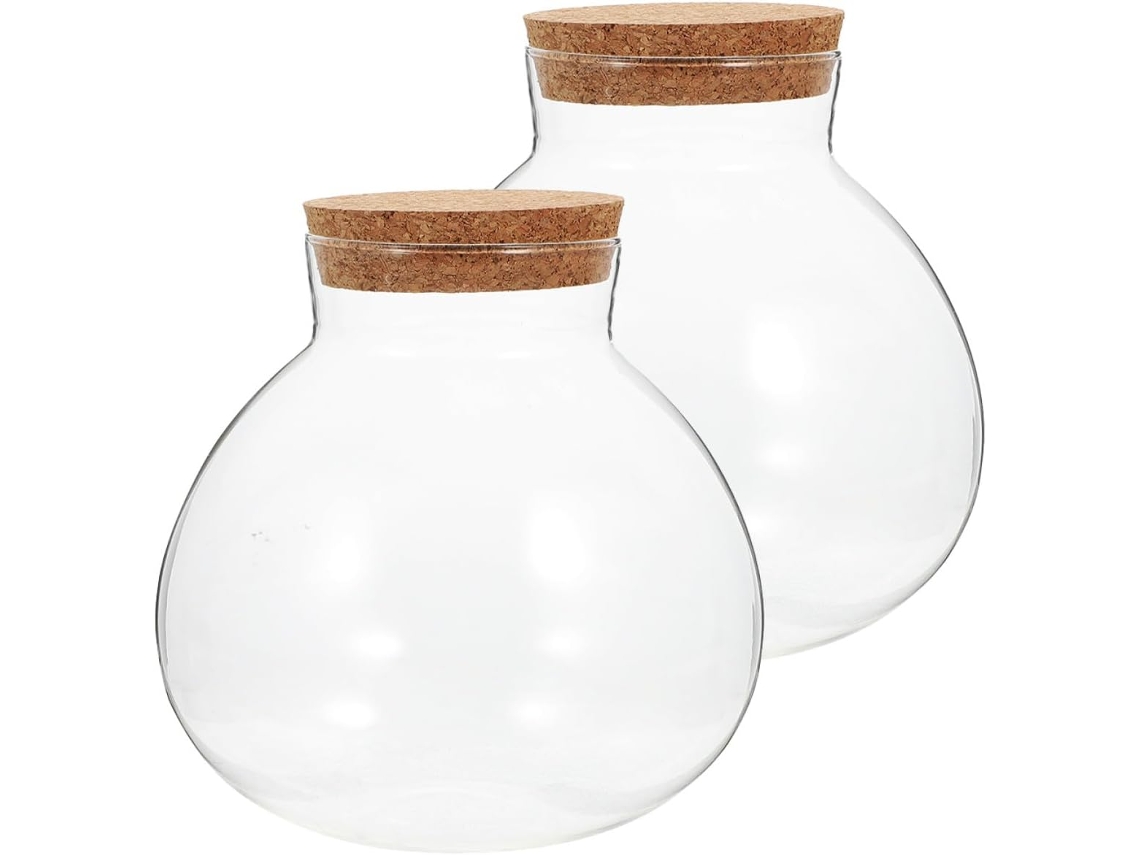 Terrário De Vidro Transparente De 13 Cm (5,12 Polegadas) Com Rolha De Cortiça Para Decoração De Escritório E Jardim.