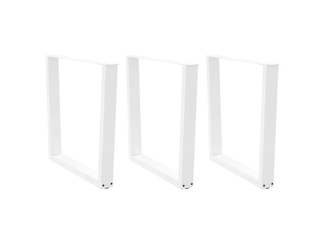 Vidaxl Pernas Para Mesa De Jantar Em V 3 Peças, Branco, 90x(72-73,3) Cm, Aço