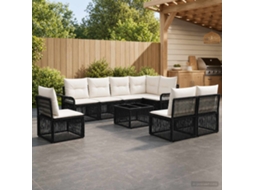 Vidaxl Conjunto De Sofá De Jardim 9 Unid. Preto Vime Pe