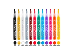 TECHKIDZ Conjunto de 12 Canetas Acrílicas Coloridas com Ponta Fina de 0 7 Mm Multicor