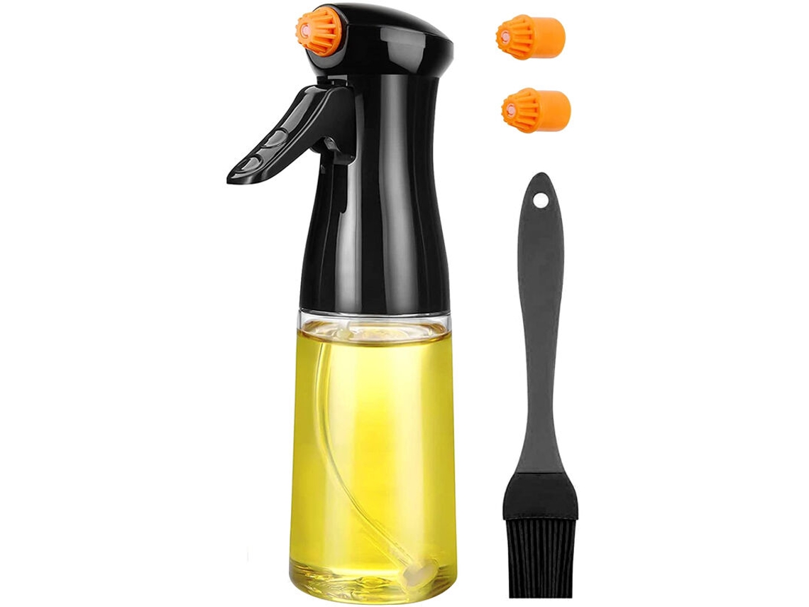 Frasco Spray Recarregável Para Óleo E Azeite, 200 Ml, Preto, Para Vinagre, Fritadeira A Ar