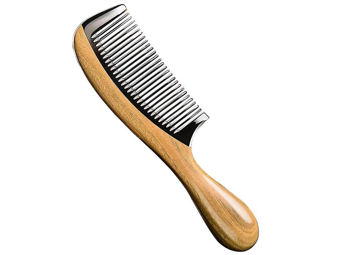 Pente De Cabelo Feito À Mão Em Chifre De Búfalo De Sândalo Verde, Antiestático, Natural, Amadeirado, Vermelho Brilvibera