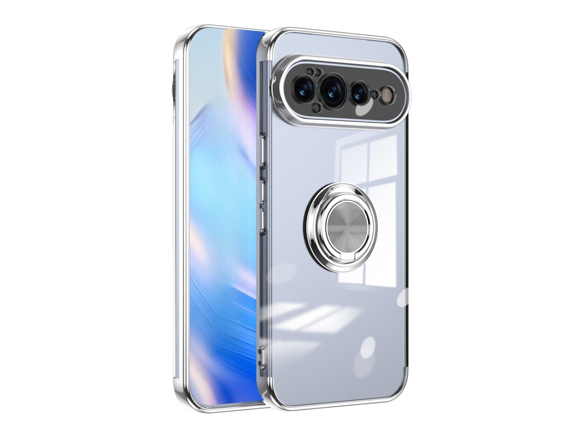 Capa Protetora Com Eletrodeposição Para Google Pixel 11 Com Anel (prateado)