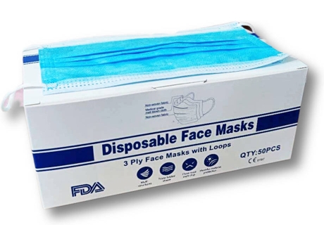 Máscara de Proteção C&P NON-WOVEN Três Camadas (50pcs)