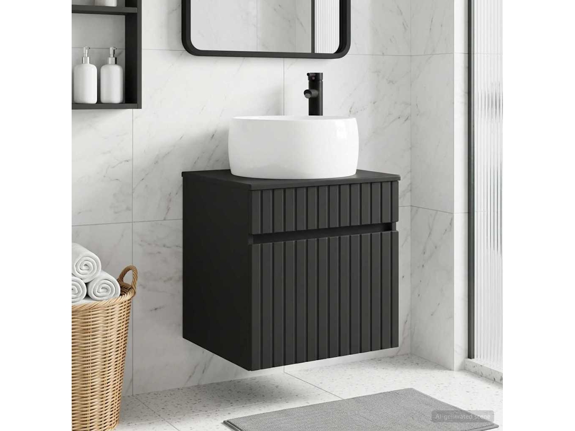 Vidaxl Vanidade De Pia De Parede Preto 49 X 44,5 X 66 Cm