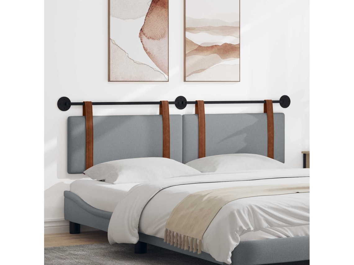 Conjunto 1 Cabeceira Suspensa Vidaxl Cinzento-claro Couro Sintético (170 X 55 X 5 Cm)