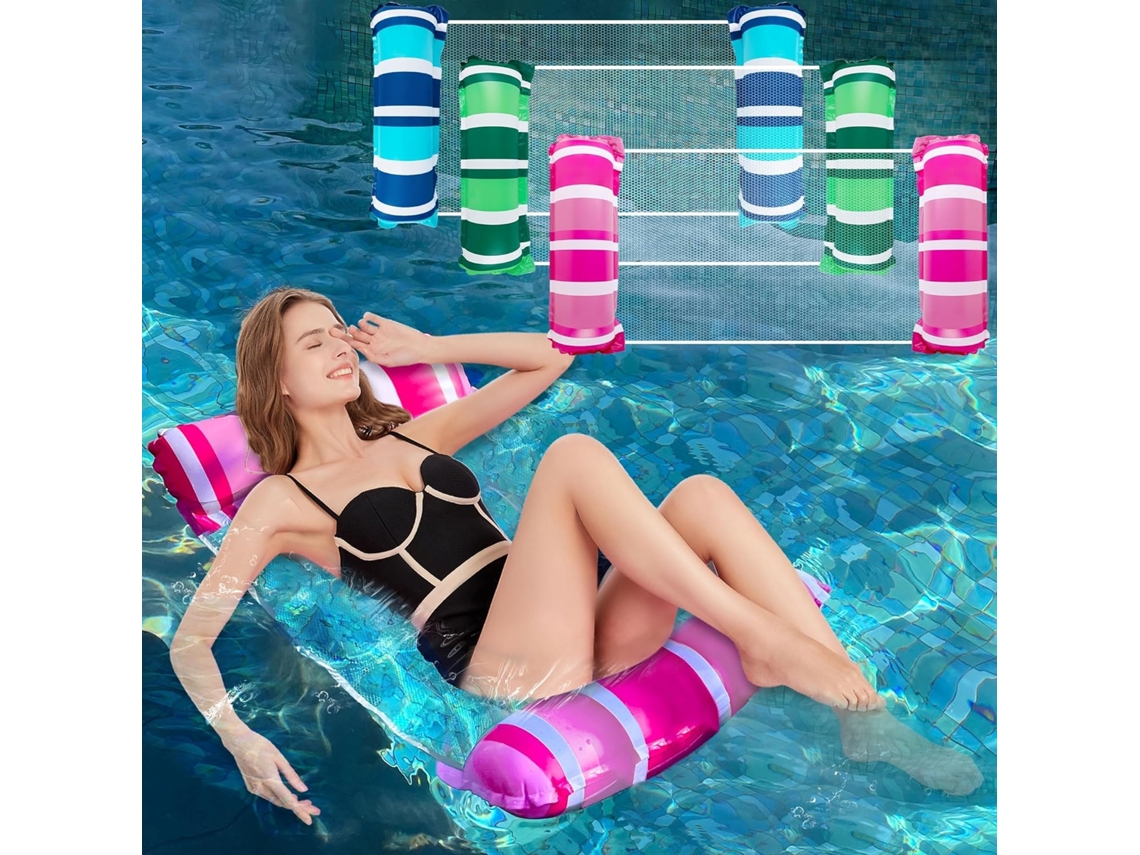 Rede Inflável Para Piscina, Cama Flutuante, Cadeira De Rede Aquática Para Adultos, Cama Flutuante Dobrável Listrada