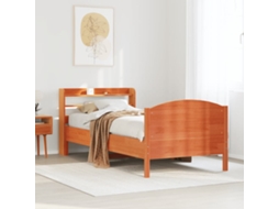 Vidaxl Cama Sem Colchão 100x200 Cm Pinho Maciço Castanho-mel
