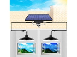 Lâmpada de Teto Solar com Duas Cabeças, IP65, Corpo Preto/Branco, Luz Quente e Branca | S/MARCA