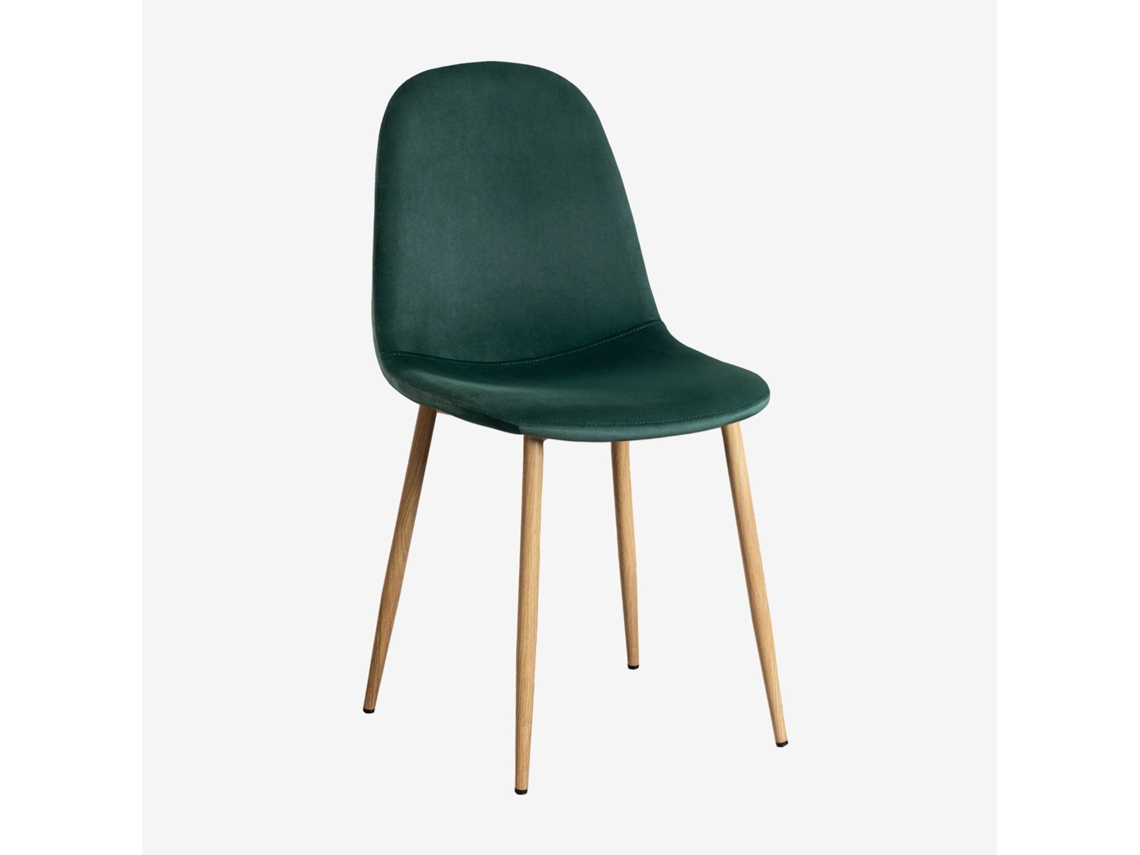 Sklum Pack De 2 Cadeiras De Jantar Glamm Poliéster     Madeira Natural                  Velluto Verde Selva                               Veludo