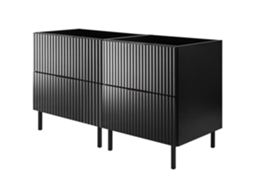 Móvel De Lavatório, Preto, 120 (2 X 60) X 77 X 46 Cm, Puxador Preto, Pés Pretos, Sem Bancada