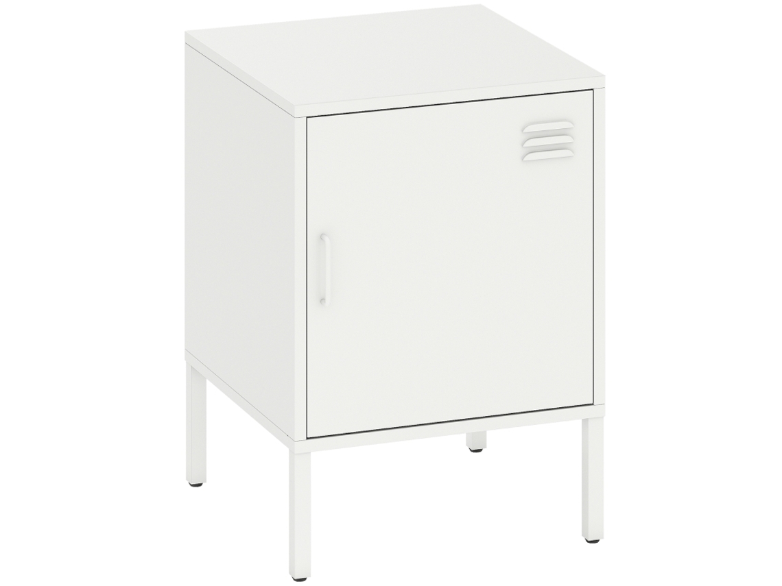 Mesa De Cabeceira Em Aço, Mesa De Apoio Multiusos, Com Prateleira Regulável, Para Quarto E Sala, Branca. BAGOLY