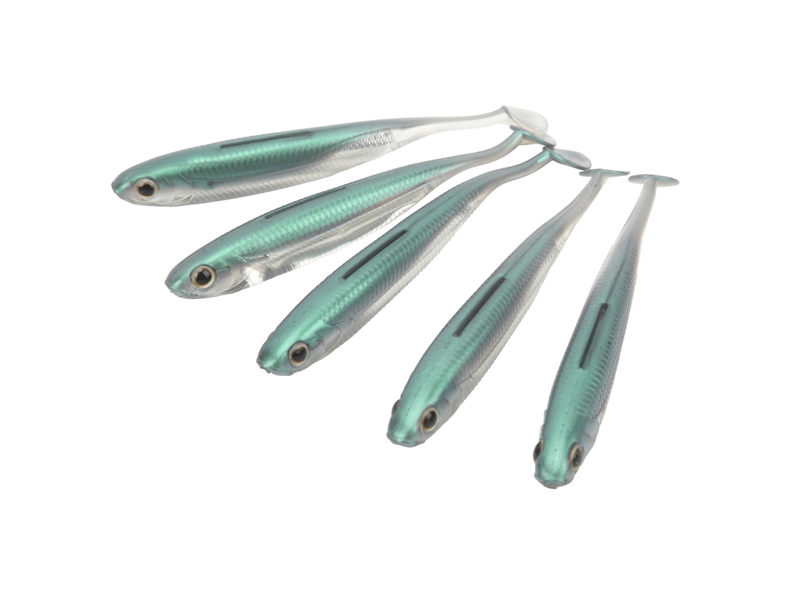 Isca de Pesca Suave com Cauda Aumentada Verde 5 Unidades